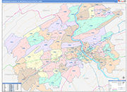 Harrisburg-Carlisle Metro Area Wall Map Color Cast Style